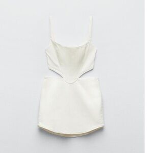 Zara White denim Cutout Mini Dress